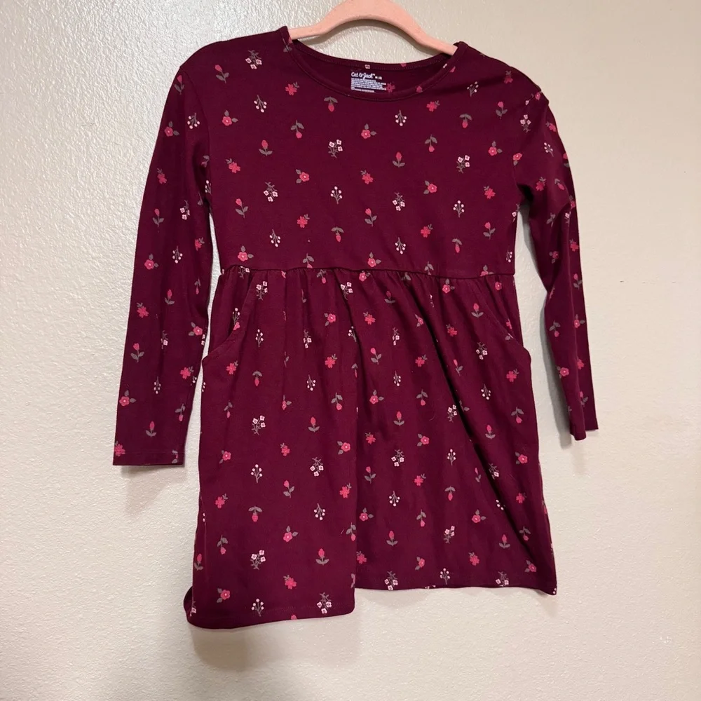 Cat & Jack Burgundy Floral Kids Dress